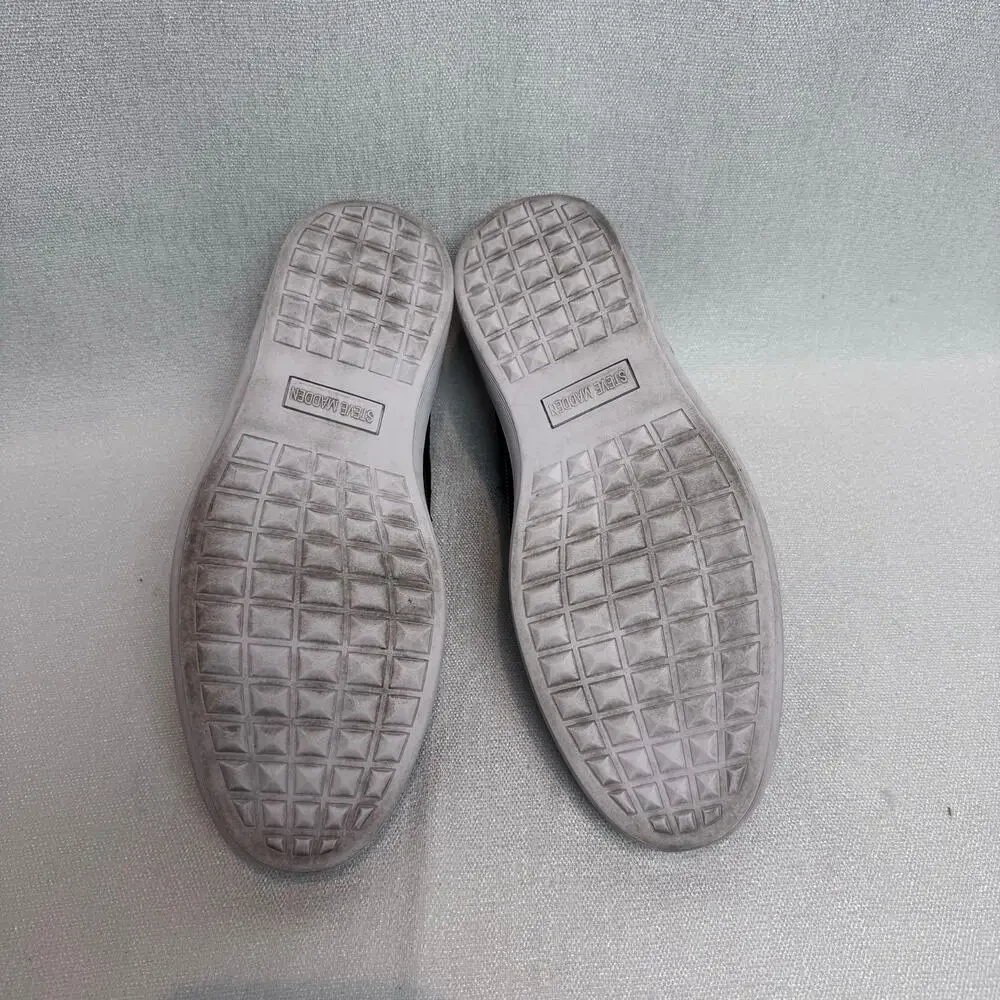 Steve Madden Men’s Navy Blue Leather Fashion Sneakers White Sole Size 8